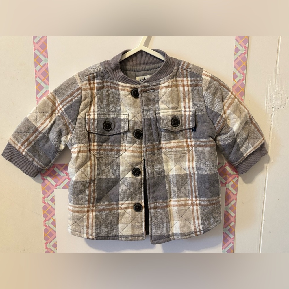 Plaid Quilted Jacket with Button Front (3M)